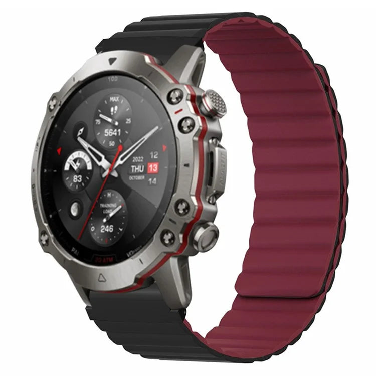 For Huami Amazfit Falcon / Garmin Fenix 7 / 6 / 5 Magnetic Watch Band Silicone Replacement Strap with 22mm PC Connector