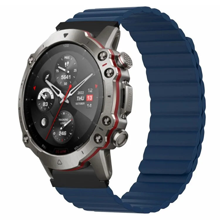 For Huami Amazfit Falcon / Garmin Fenix 7 / 6 / 5 Magnetic Watch Band Silicone Replacement Strap with 22mm PC Connector