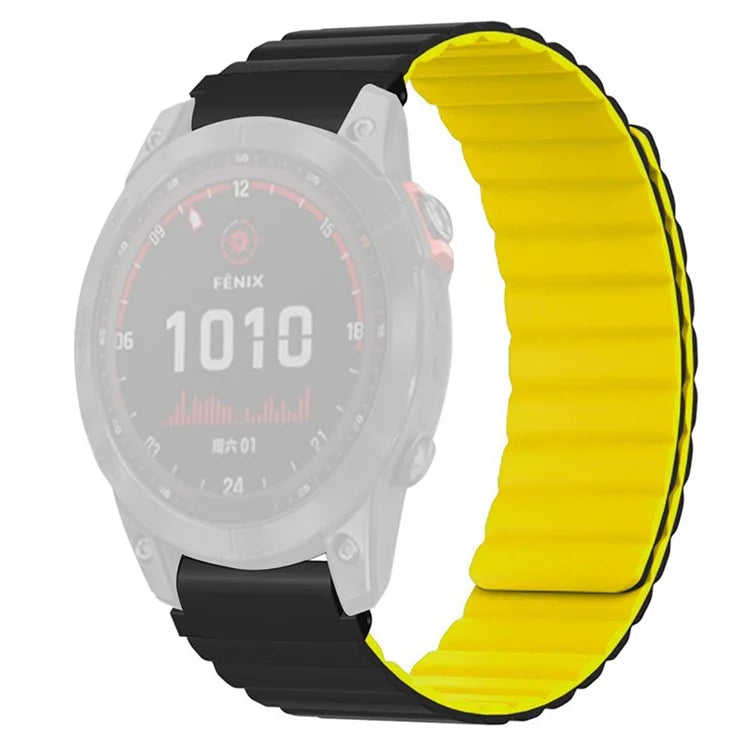 For Huami Amazfit Falcon / Garmin Fenix 7 / 6 / 5 Magnetic Watch Band Silicone Replacement Strap with 22mm PC Connector