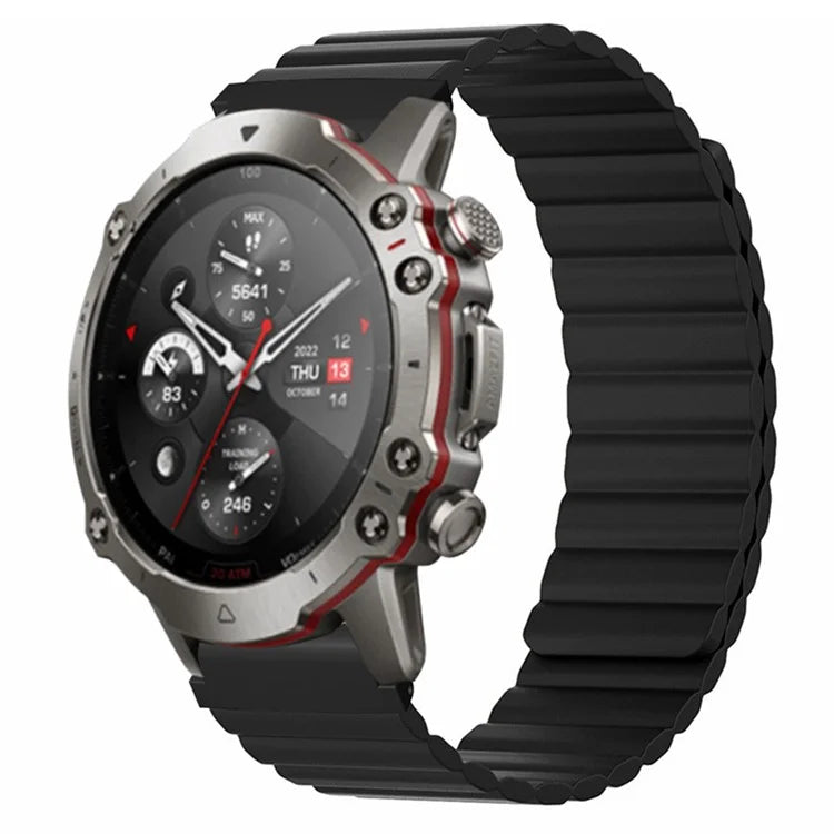 For Huami Amazfit Falcon / Garmin Fenix 7 / 6 / 5 Magnetic Watch Band Silicone Replacement Strap with 22mm PC Connector