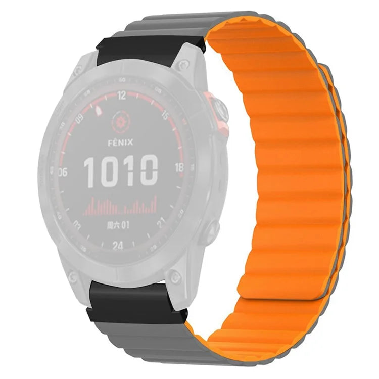 For Huami Amazfit Falcon / Garmin Fenix 7 / 6 / 5 Magnetic Watch Band Silicone Replacement Strap with 22mm PC Connector