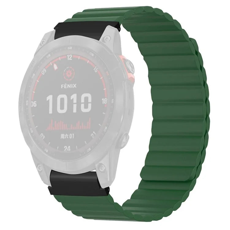 For Huami Amazfit Falcon / Garmin Fenix 7 / 6 / 5 Magnetic Watch Band Silicone Replacement Strap with 22mm PC Connector