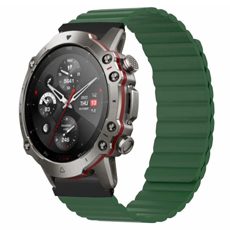 For Huami Amazfit Falcon / Garmin Fenix 7 / 6 / 5 Magnetic Watch Band Silicone Replacement Strap with 22mm PC Connector