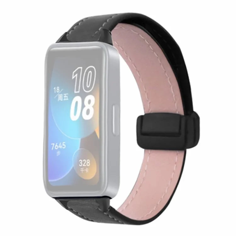 For Xiaomi Smart Band 8 Watch Band Magnetic PU Leather+Alloy Strap Replacement