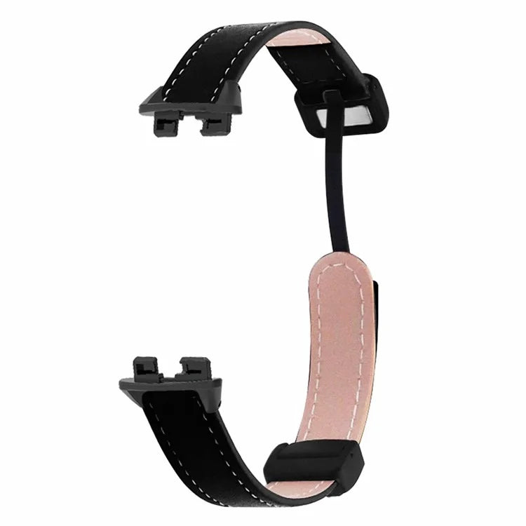 For Xiaomi Smart Band 8 Watch Band Magnetic PU Leather+Alloy Strap Replacement