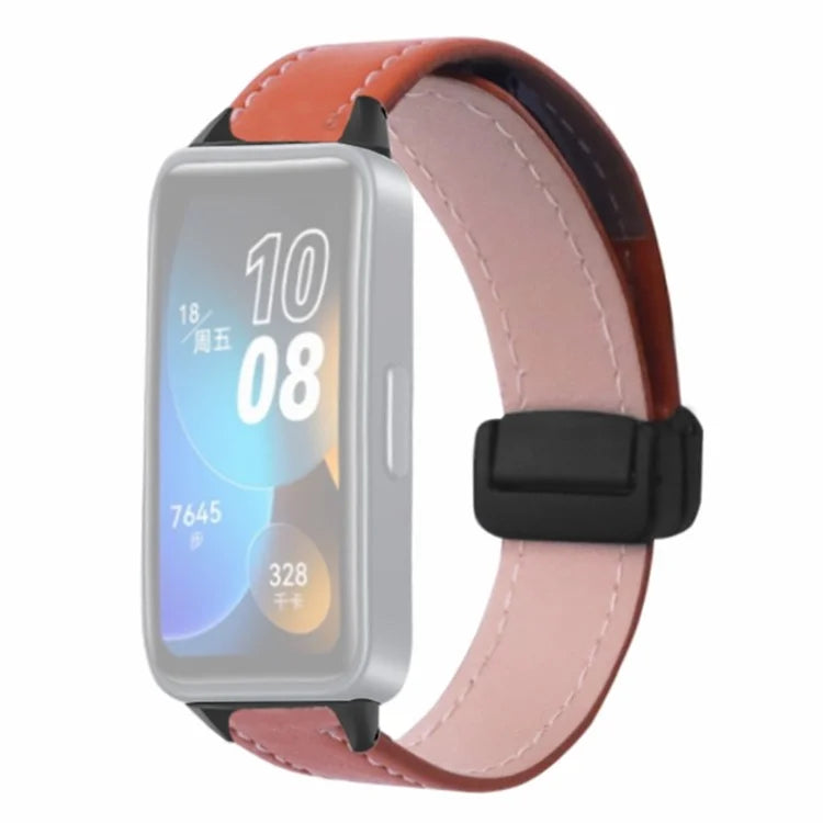 For Xiaomi Smart Band 8 Watch Band Magnetic PU Leather+Alloy Strap Replacement