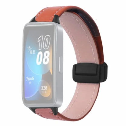 For Xiaomi Smart Band 8 Watch Band Magnetic PU Leather+Alloy Strap Replacement