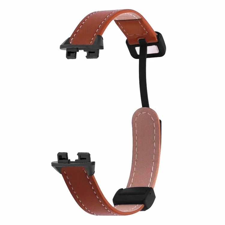 For Xiaomi Smart Band 8 Watch Band Magnetic PU Leather+Alloy Strap Replacement