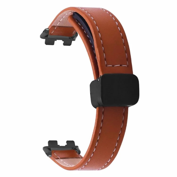 For Xiaomi Smart Band 8 Watch Band Magnetic PU Leather+Alloy Strap Replacement