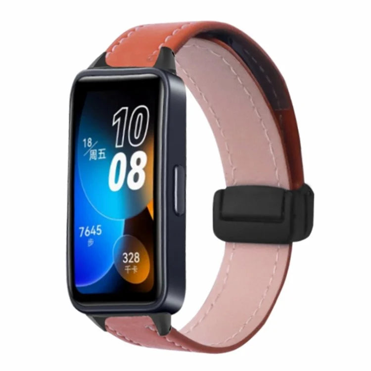 For Xiaomi Smart Band 8 Watch Band Magnetic PU Leather+Alloy Strap Replacement