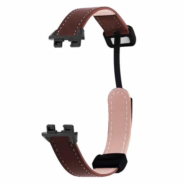 For Xiaomi Smart Band 8 Watch Band Magnetic PU Leather+Alloy Strap Replacement