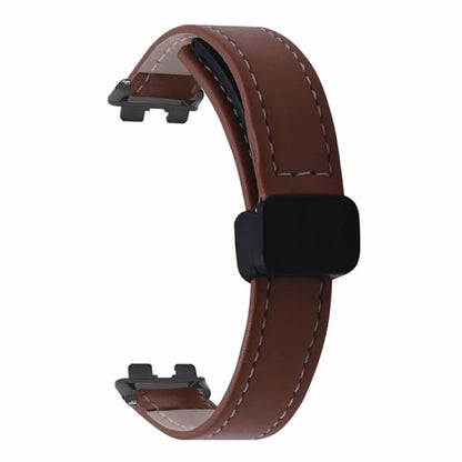 For Xiaomi Smart Band 8 Watch Band Magnetic PU Leather+Alloy Strap Replacement