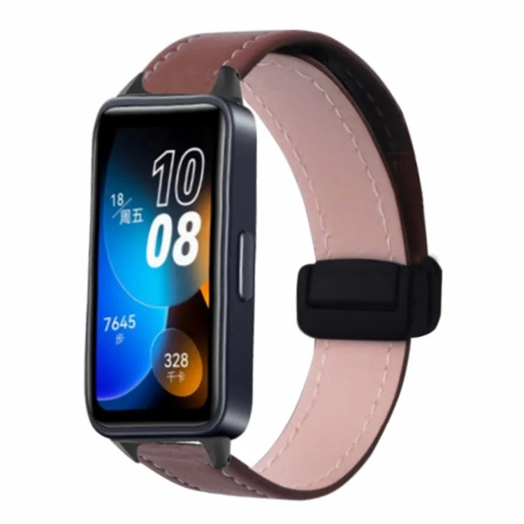 For Xiaomi Smart Band 8 Watch Band Magnetic PU Leather+Alloy Strap Replacement