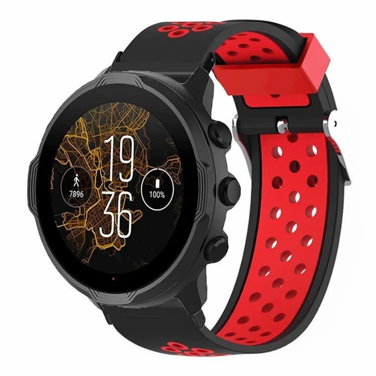 For Suunto Spartan Sport Wrist HR Baro / Suunto 7 Watch Band 24mm Silicone Strap Replacement with Breathable Holes