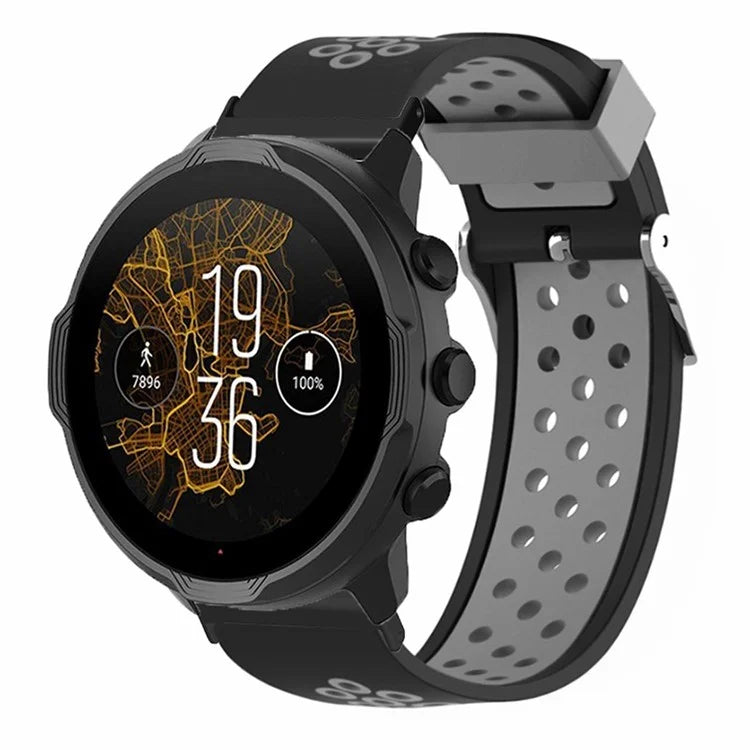 For Suunto Spartan Sport Wrist HR Baro / Suunto 7 Watch Band 24mm Silicone Strap Replacement with Breathable Holes