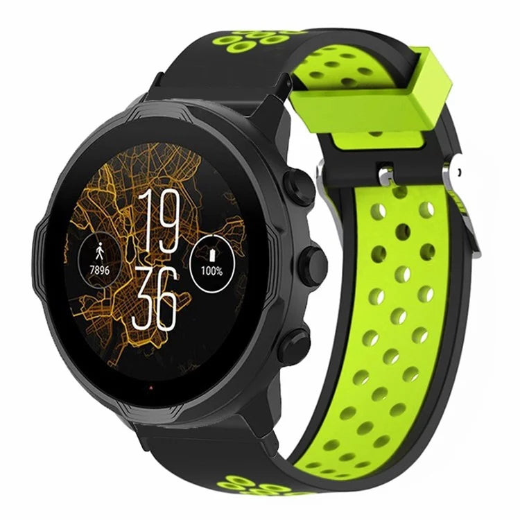 For Suunto Spartan Sport Wrist HR Baro / Suunto 7 Watch Band 24mm Silicone Strap Replacement with Breathable Holes