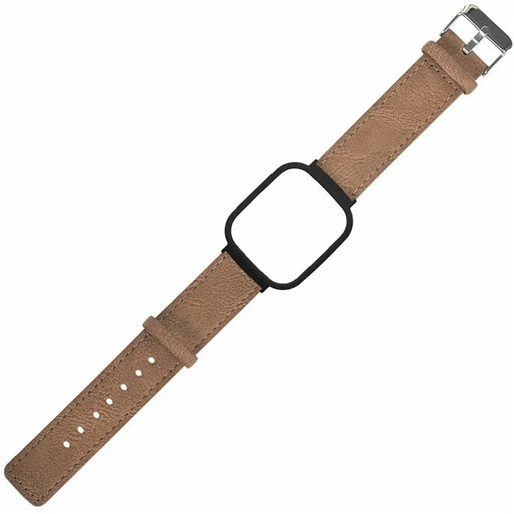 PU Leather Watch Band for Redmi Band 3 Replacement Wrist Strap with PC Watch Case