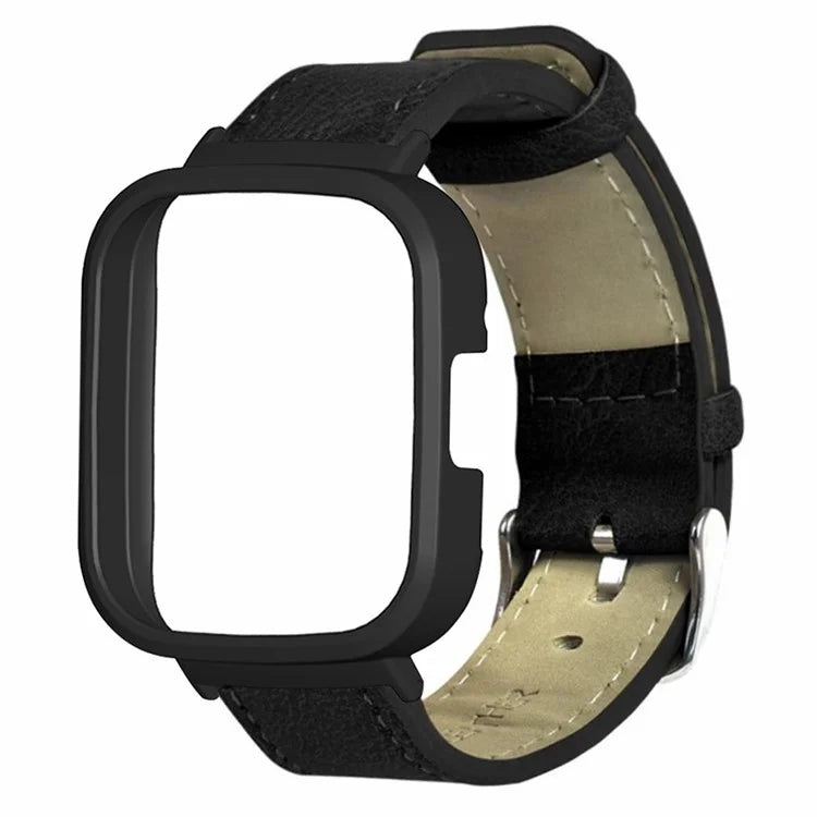 PU Leather Watch Band for Redmi Band 3 Replacement Wrist Strap with PC Watch Case
