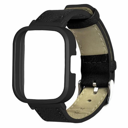 PU Leather Watch Band for Redmi Band 3 Replacement Wrist Strap with PC Watch Case