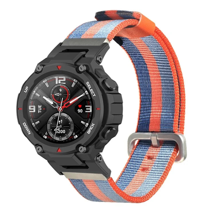 For Huami Amazfit T-Rex / T-Rex Pro Canvas Watch Band Quick Release Watch Strap with Stainless Steel Buckle