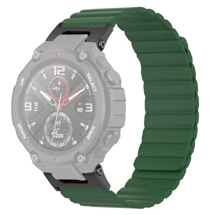 For Huami Amazfit T-Rex /  T-Rex Pro Silicone Watch Strap Magnetic Smartwatch Band