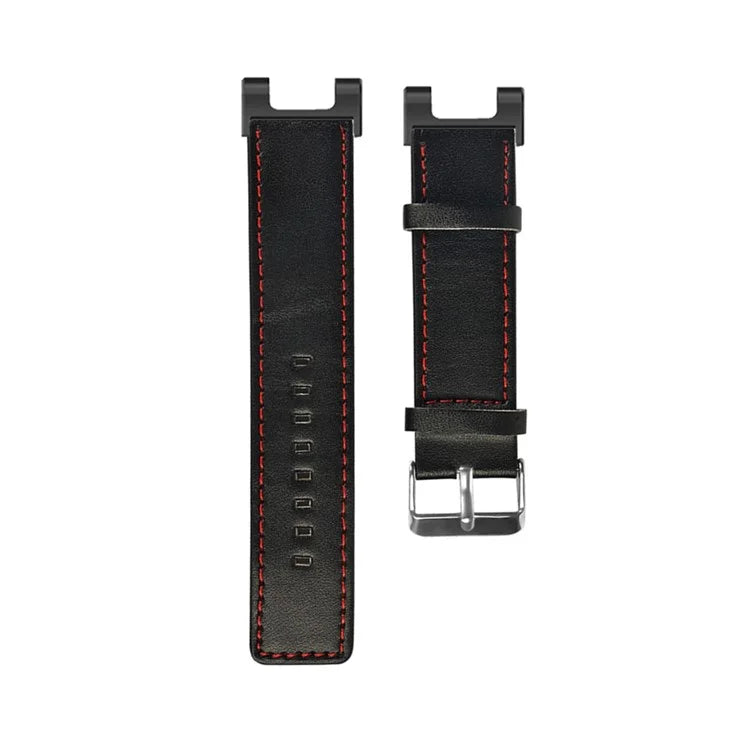 For Huami Amazfit T-Rex / T-Rex Pro Replacement Watch Band Stitching Genuine Cow Leather Wrist Strap, Black