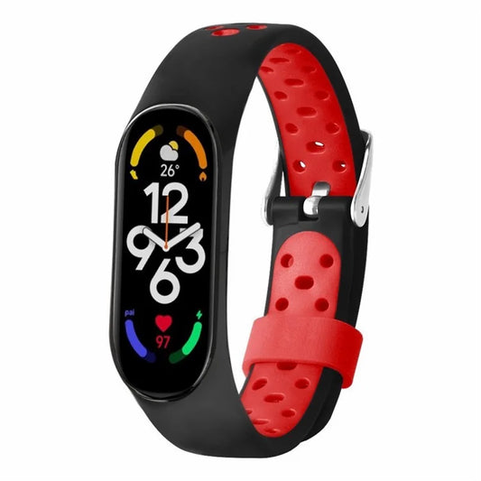 For Xiaomi Mi Band 7 / 6 / 5 / 4 / 3 NFC Watch Bands Dual Color Breathable Silicone Straps