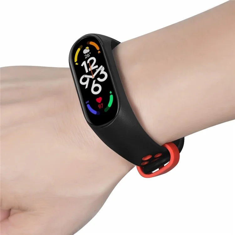 For Xiaomi Mi Band 7 / 6 / 5 / 4 / 3 NFC Watch Bands Dual Color Breathable Silicone Straps