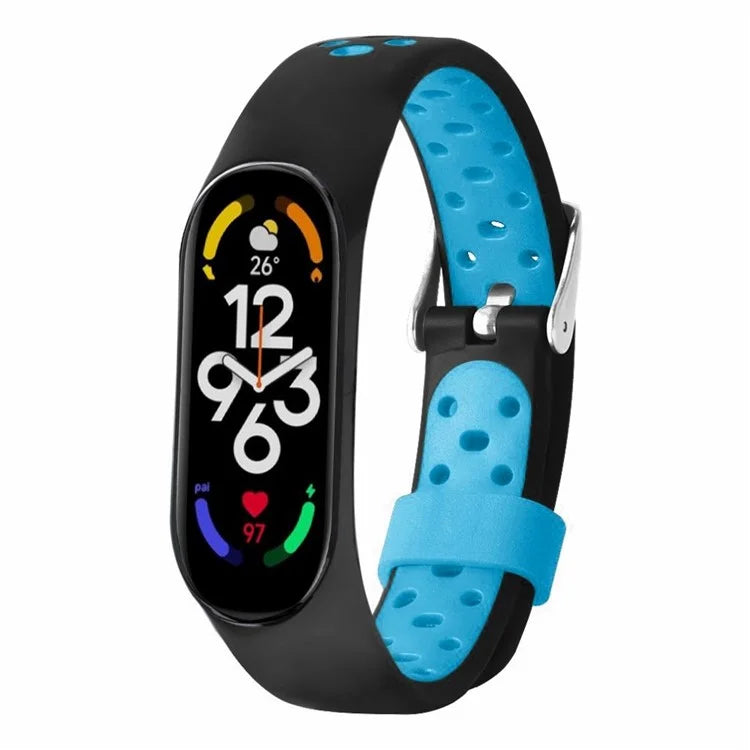 For Xiaomi Mi Band 7 / 6 / 5 / 4 / 3 NFC Watch Bands Dual Color Breathable Silicone Straps