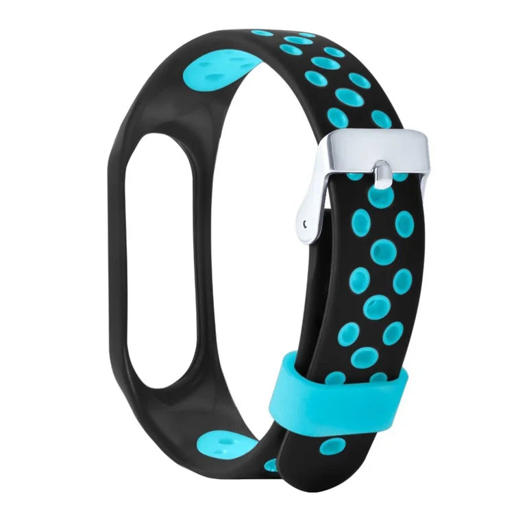 For Xiaomi Mi Band 7 / 6 / 5 / 4 / 3 NFC Watch Bands Dual Color Breathable Silicone Straps