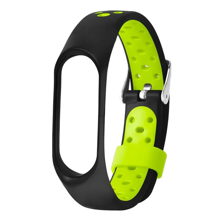 For Xiaomi Mi Band 7 / 6 / 5 / 4 / 3 NFC Watch Bands Dual Color Breathable Silicone Straps