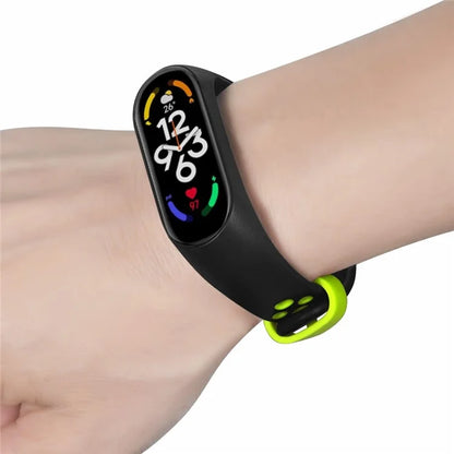 For Xiaomi Mi Band 7 / 6 / 5 / 4 / 3 NFC Watch Bands Dual Color Breathable Silicone Straps
