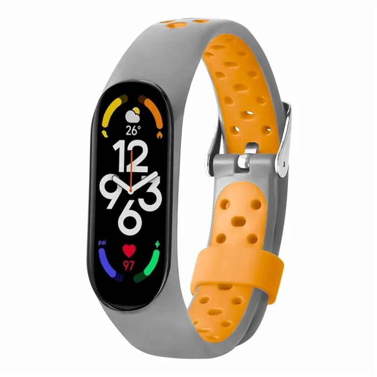 For Xiaomi Mi Band 7 / 6 / 5 / 4 / 3 NFC Watch Bands Dual Color Breathable Silicone Straps