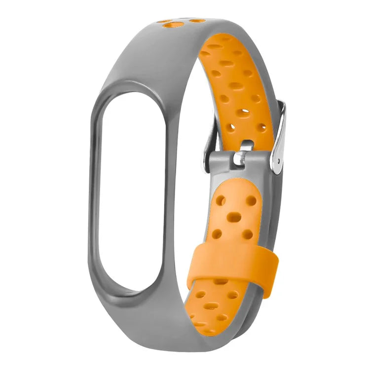 For Xiaomi Mi Band 7 / 6 / 5 / 4 / 3 NFC Watch Bands Dual Color Breathable Silicone Straps