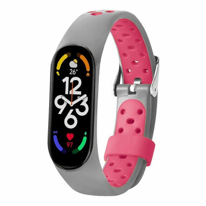 For Xiaomi Mi Band 7 / 6 / 5 / 4 / 3 NFC Watch Bands Dual Color Breathable Silicone Straps