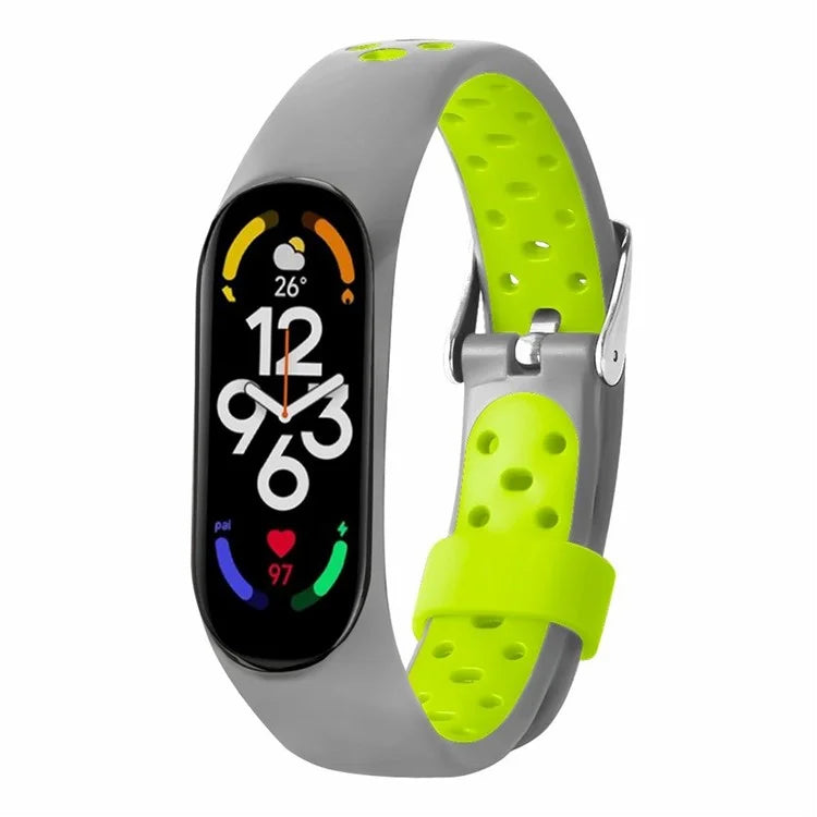 For Xiaomi Mi Band 7 / 6 / 5 / 4 / 3 NFC Watch Bands Dual Color Breathable Silicone Straps