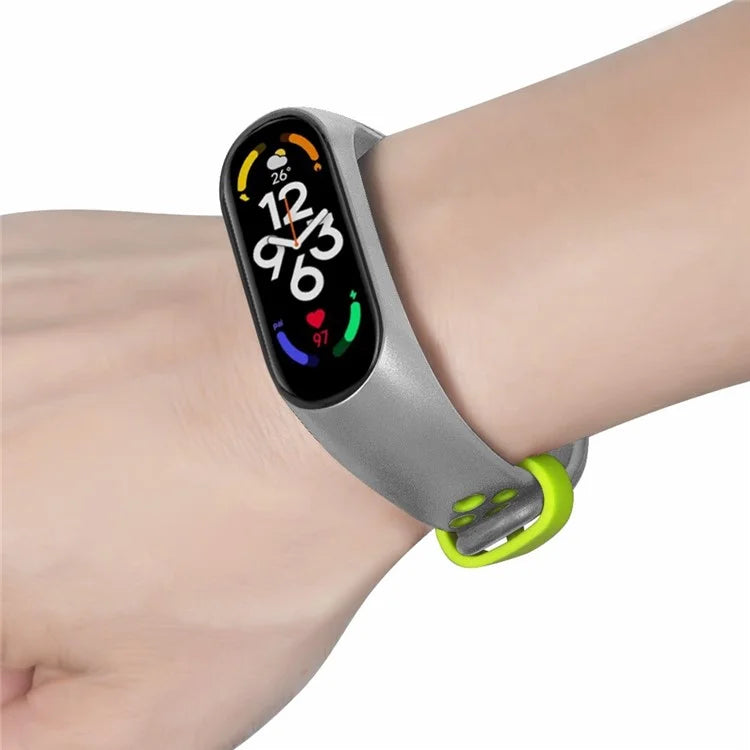 For Xiaomi Mi Band 7 / 6 / 5 / 4 / 3 NFC Watch Bands Dual Color Breathable Silicone Straps