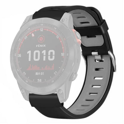 For Huami Amazfit Falcon / Garmin Fenix 7 / 6 / 5 Silicone Watch Band Dual Color Sport Strap with 22mm PC Connector