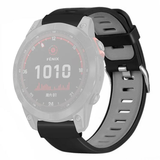 For Huami Amazfit Falcon / Garmin Fenix 7 / 6 / 5 Silicone Watch Band Dual Color Sport Strap with 22mm PC Connector