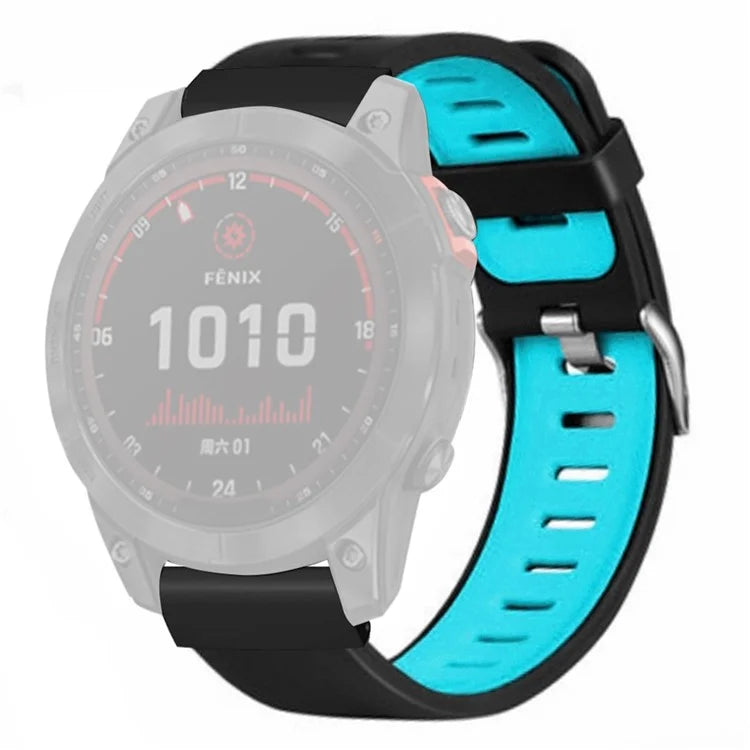 For Huami Amazfit Falcon / Garmin Fenix 7 / 6 / 5 Silicone Watch Band Dual Color Sport Strap with 22mm PC Connector