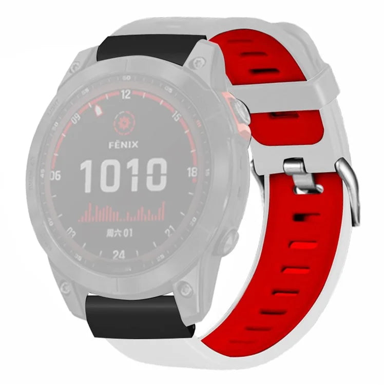 For Huami Amazfit Falcon / Garmin Fenix 7 / 6 / 5 Silicone Watch Band Dual Color Sport Strap with 22mm PC Connector