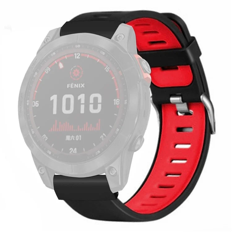 For Huami Amazfit Falcon / Garmin Fenix 7 / 6 / 5 Silicone Watch Band Dual Color Sport Strap with 22mm PC Connector