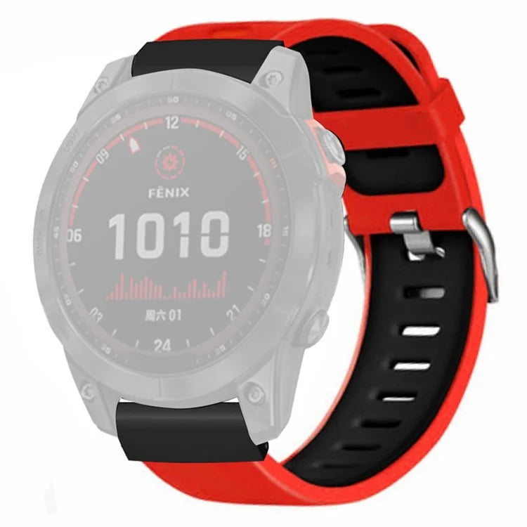 For Huami Amazfit Falcon / Garmin Fenix 7 / 6 / 5 Silicone Watch Band Dual Color Sport Strap with 22mm PC Connector