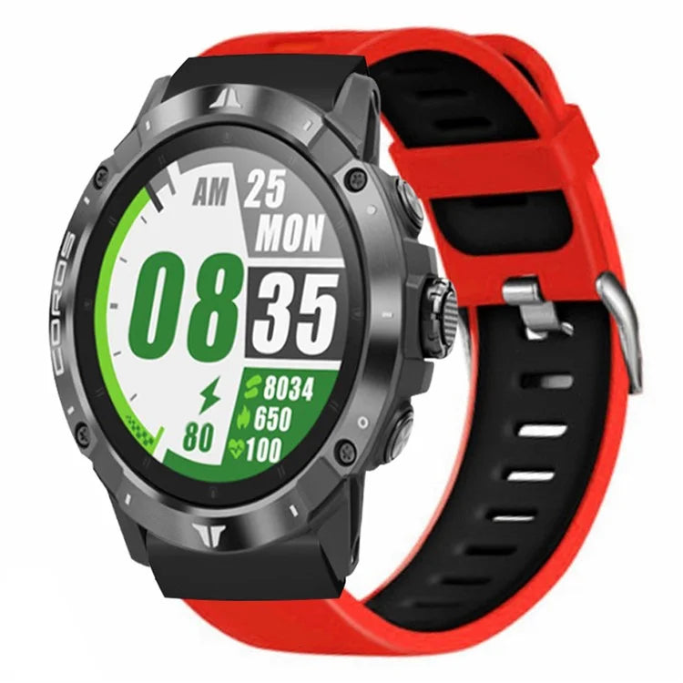 For Huami Amazfit Falcon / Garmin Fenix 7 / 6 / 5 Silicone Watch Band Dual Color Sport Strap with 22mm PC Connector