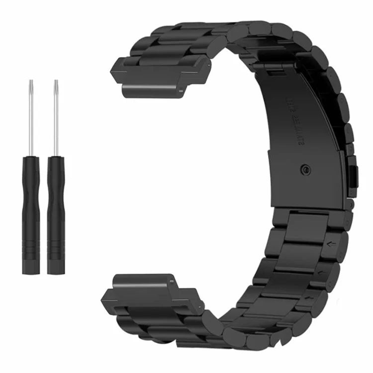 For Garmin Forerunner 220 / 230 / 235 / 735XT / 620 / 630 Watch Band 3-beads Solid Metal Strap