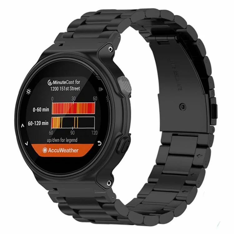 For Garmin Forerunner 220 / 230 / 235 / 735XT / 620 / 630 Watch Band 3-beads Solid Metal Strap