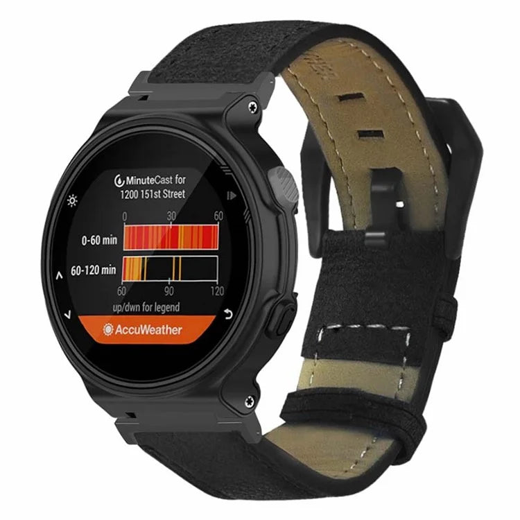 For Garmin Forerunner 220 / 230 / 235 / 735XT / 620 / 630 Watch Strap PU Leather Retro Texture Wristband Strap