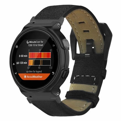 For Garmin Forerunner 220 / 230 / 235 / 735XT / 620 / 630 Watch Strap PU Leather Retro Texture Wristband Strap