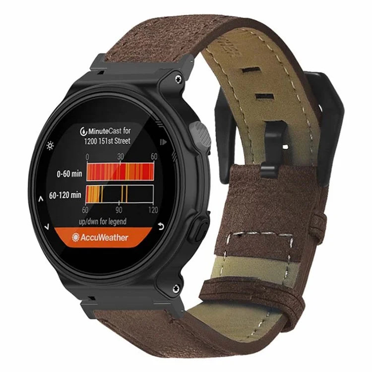 For Garmin Forerunner 220 / 230 / 235 / 735XT / 620 / 630 Watch Strap PU Leather Retro Texture Wristband Strap