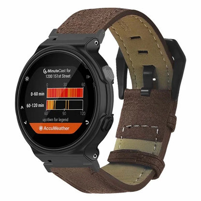 For Garmin Forerunner 220 / 230 / 235 / 735XT / 620 / 630 Watch Strap PU Leather Retro Texture Wristband Strap